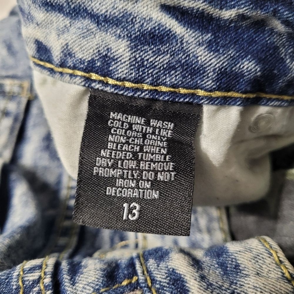 Dazl Two Toned Green Camouflage Distressed Front Acid Wash‎ Blue Denim Back 13 - Picture 4 of 8